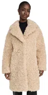 Stand Studio Tan Camille Cocoon Faux-fur Coat In Natural Beige