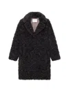 Stand Studio Camille Oversized Eco Shearling Coat In Black