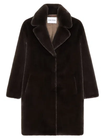 Stand Studio Camille Cocoon Coat In Brown