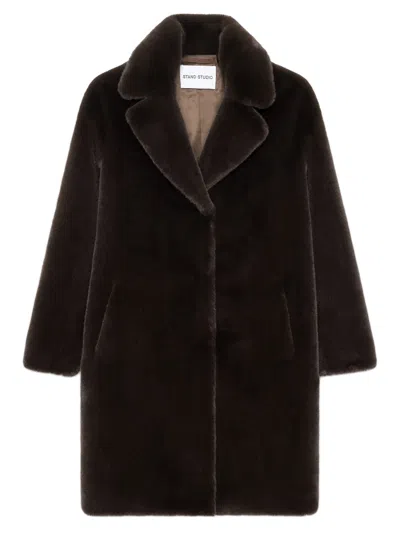 Stand Studio Camille Cocoon Coat In Marrone