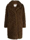 Stand Studio Faux-shearling Button-up Coat In Brown