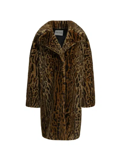 Stand Studio Camille Cocoon Leopard-print Coat In Animal Print