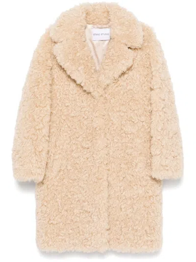 Stand Studio Camille Faux Fur Coat In Nude