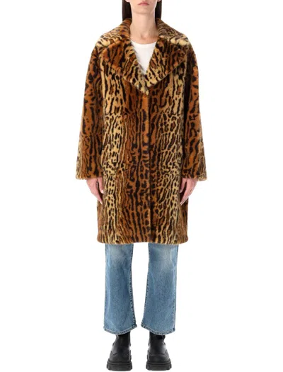 Stand Studio Camille Faux Fur Cocoon Coat In Brown