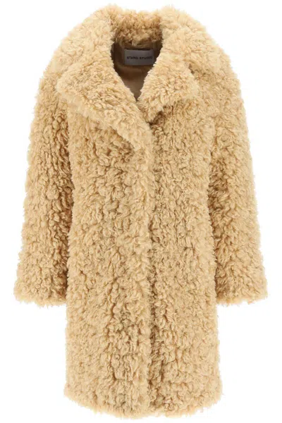 Stand Studio 'camille' Faux Fur Cocoon Coat In Neutral