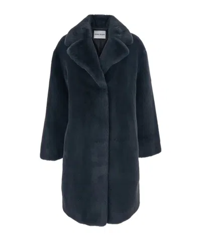 Stand Studio Camille Faux Fur Teddy Coat In Black
