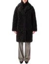 Stand Studio Camille Oversized Eco Shearling Coat In Black