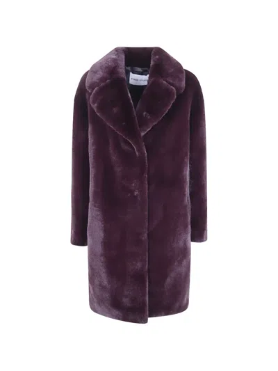Stand Studio Camille Oversized Faux-fur Coat In Purple