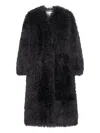 Stand Studio Carolina Long Curly Faux-fur Coat In Black