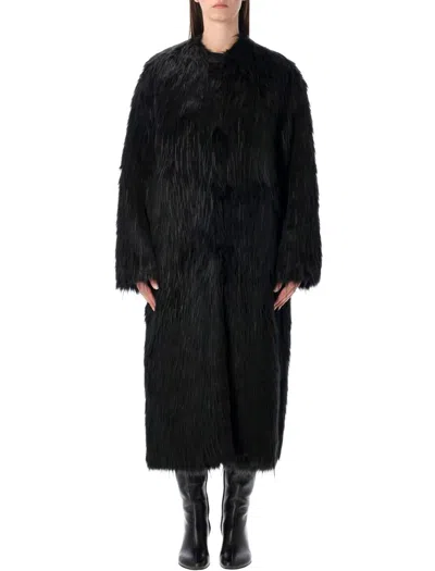 Stand Studio Carolina Long Faux Fur Coat In Black