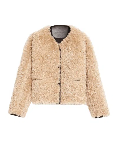 Stand Studio Charmaine Reversible Faux-shearling Jacket In Natural Beige/mole Grey