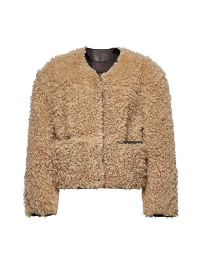 Stand Studio Beige & Gray Charmaine Reversible Faux-shearling Jacket In Multi