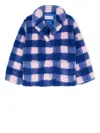 Stand Studio Check-pattern Single-breasted Coat In Blue