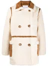 Stand Studio Double-breasted Faux-shearling Coat In White