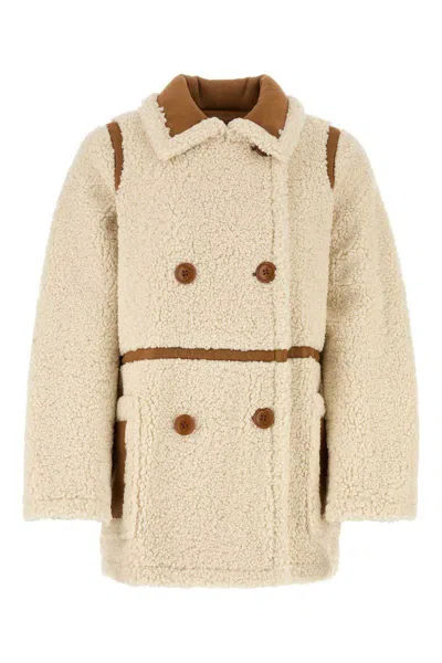 Stand Studio Ivory Teddy Chloe Coat In Offwhite