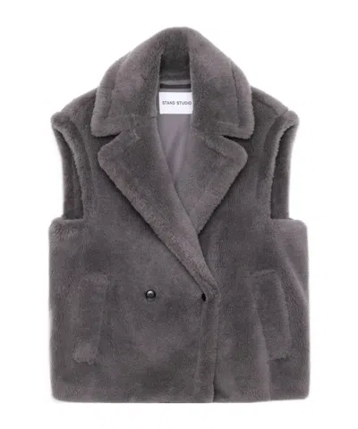 STAND STUDIO STAND STUDIO CLARY DOUBLE-BREASTED FAUX FUR VEST