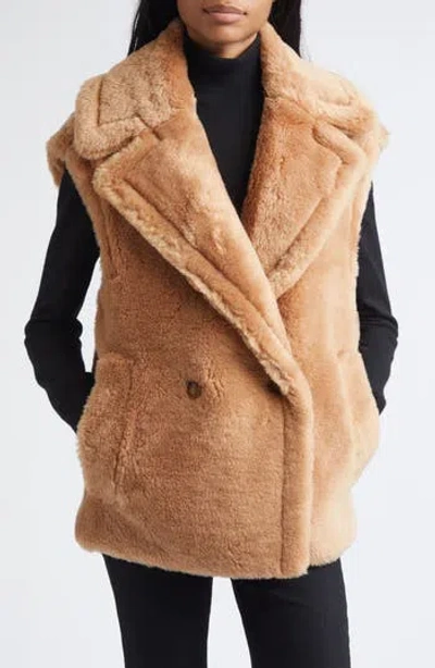 Stand Studio Clary Oversize Double Breasted Wool Vest In Beige