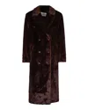 Stand Studio Harper Faux Fur Double-breasted Coat In Brown