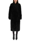 Stand Studio Carolina Long Curly Faux-fur Coat In Black