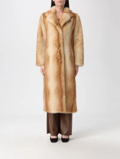 STAND STUDIO FUR COAT STAND STUDIO WOMAN COLOR BEIGE,H58628022