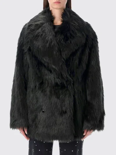 STAND STUDIO FUR COAT STAND STUDIO WOMAN COLOR BLACK,H58630002