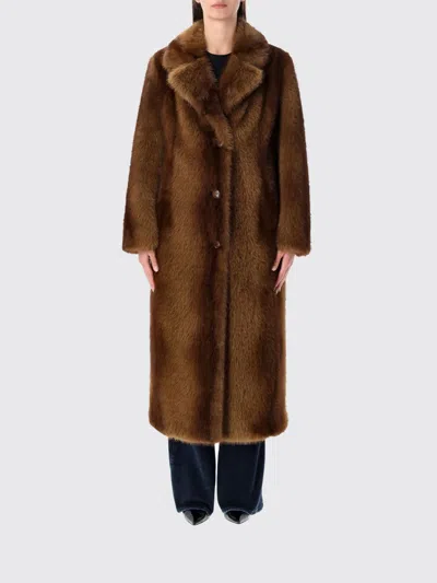 STAND STUDIO FUR COAT STAND STUDIO WOMAN COLOR BROWN,H58628032