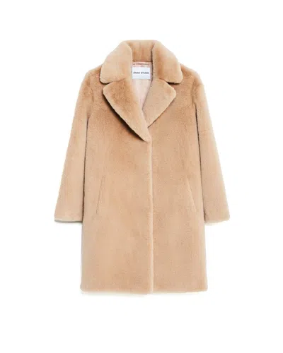 Stand Studio Beige Maria Faux-fur Coat