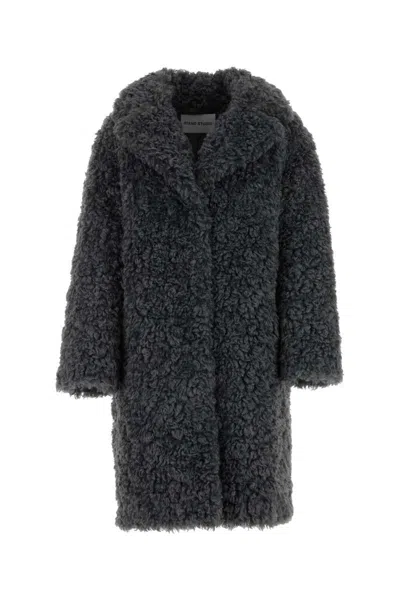 Stand Studio Camille Cocoon Coat In Smoke Grey