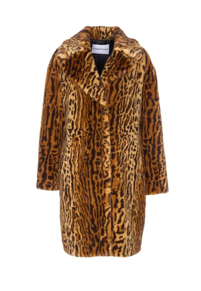 Stand Studio Camille Cocoon Coat In Brown