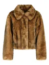 Stand Studio Cropped Faux Fur Jacket In Brown