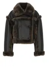 Stand Studio Cropped Oversized Shearling Jacket With Double-breasted Closure In Brown
