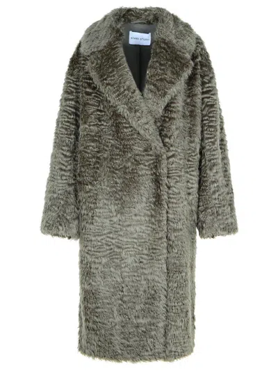 Stand Studio Green Maria Faux-fur Coat In Grey