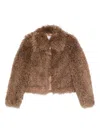 Stand Studio Plush Faux Fur Short Coat In Neutral