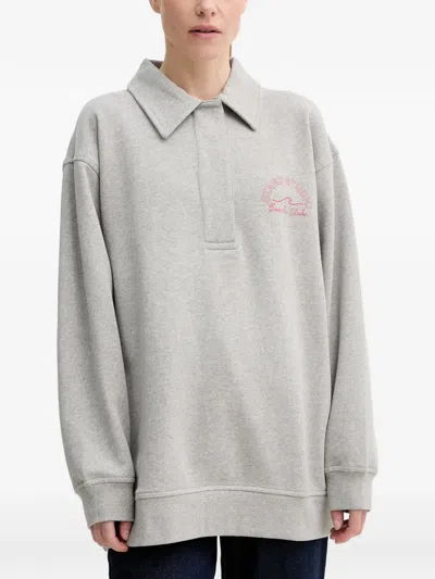Stand Studio Collar Graphic Sweatshirt In Gray