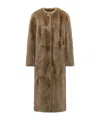 Stand Studio Collarless Long-sleeved Coat In Blue