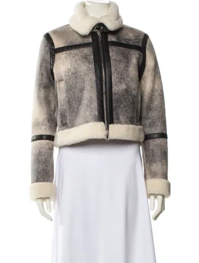 Pre-owned Stand Studio Colorblock Pattern Biker Jacket In Multi