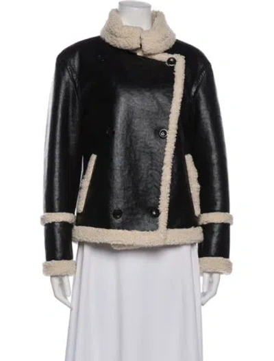 Pre-owned Stand Studio Colorblock Pattern Coat In Black