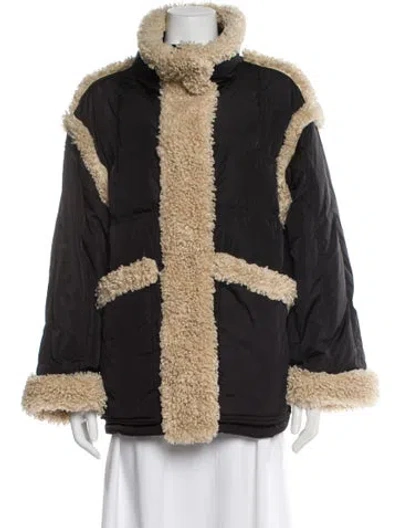 Pre-owned Stand Studio Colorblock Pattern Down Jacket In Green