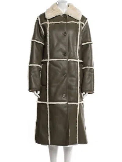 Pre-owned Stand Studio Colorblock Pattern Faux Fur Coat In Gray