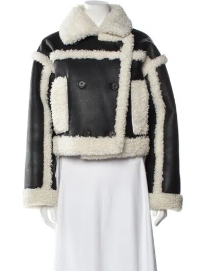 Pre-owned Stand Studio Colorblock Pattern Faux Fur Jacket In Brown