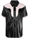 Stand Studio Colour-block Leather Shirt In Black