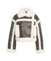 Stand Studio Cropped Bomber Jacket With Shearling Trim In Multi