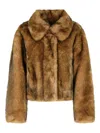 Stand Studio Cropped Faux Fur Jacket In Brown