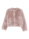 Stand Studio Cropped Faux Fur Jacket With Boxy Silhouette In Pink