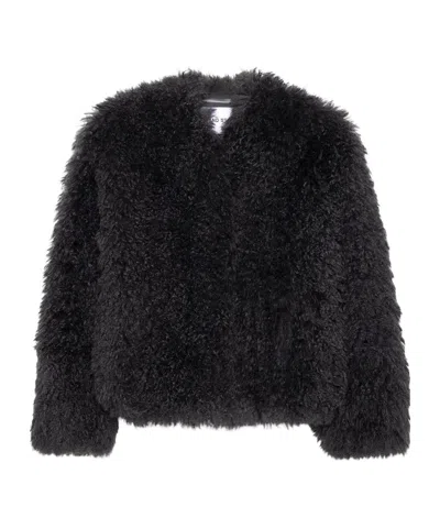 Stand Studio Cropped Faux-fur Jacket In Black