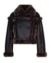 Stand Studio Cropped Oversized Shearling Jacket With Double-breasted Closure In Black
