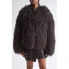 Stand Studio Curly Genuine Shearling Jacket In Gray