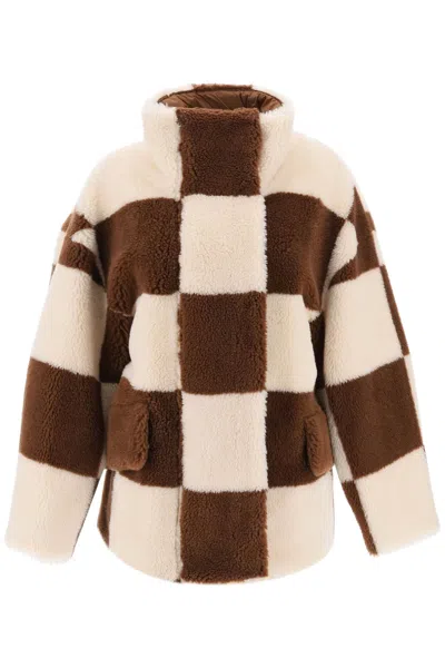 Stand Studio Dani Teddy Jacket With Checkered Motif In White