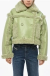 Stand Studio Double-breasted Kristy Eco-shearling Jacket In Green