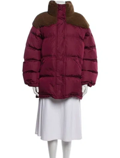 Pre-owned Stand Studio Down Coat In Burgundy
